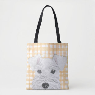 Schnauzer, White, Modern Tote Bag