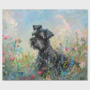 Schnauzer Wildflowers Decoupage Wrapping Paper