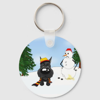 Schnauzer Winter Scene Key Ring