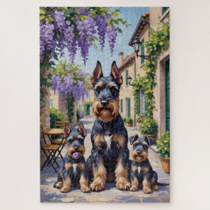 Schnauzer Wisteria Street Art Jigsaw Puzzle