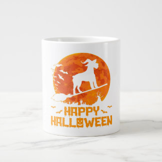 Schnauzer Witch Broomstick Halloween Gift Large Coffee Mug