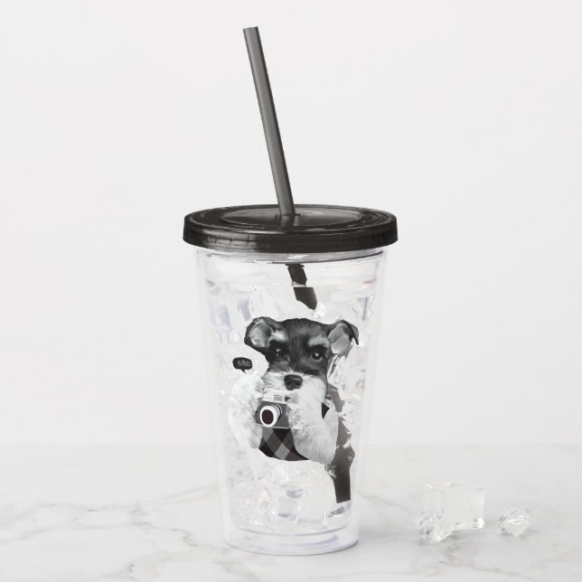 Schnauzer with Camera Acrylic Tumbler (Front Ice)