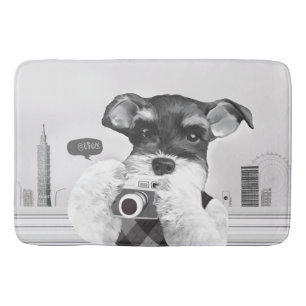 Schnauzer with Camera Bath Mat