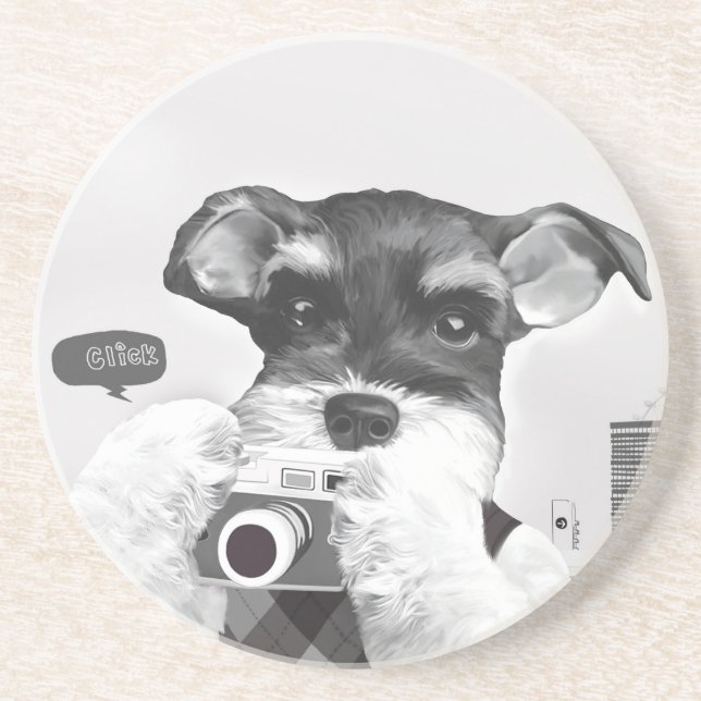 Schnauzer with Camera Coaster (Front)