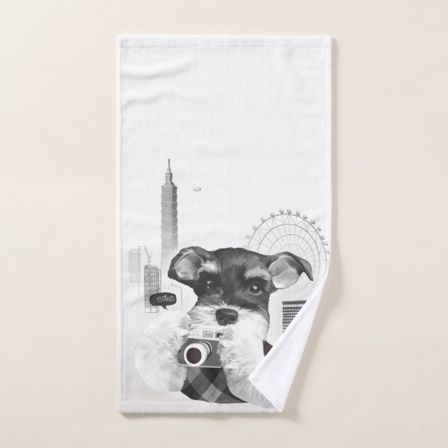 Schnauzer with Camera Hand Towel (Hand Towel)