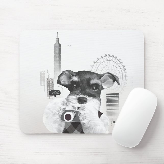 Schnauzer with Camera Mouse Mat (With Mouse)