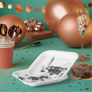 Schnauzer with Camera Paper Plate