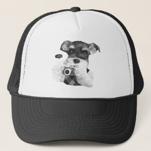 Schnauzer with Camera Trucker Hat