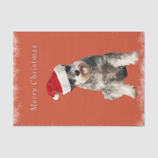 Schnauzer with Christmas hat Tissue Paper (Front)