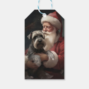 Schnauzer With Santa Claus Festive Christmas Gift Tags