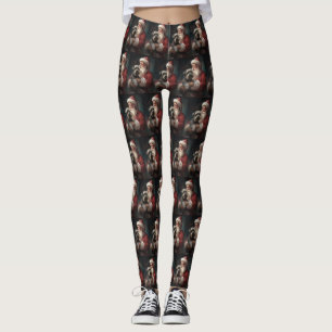 Schnauzer With Santa Claus Festive Christmas Leggings