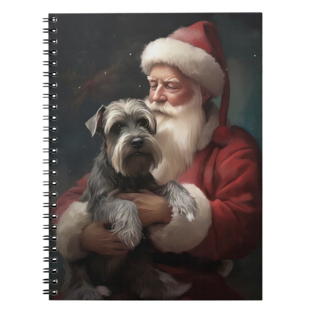 Schnauzer With Santa Claus Festive Christmas Notebook (Front)