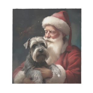 Schnauzer With Santa Claus Festive Christmas Notepad