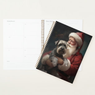 Schnauzer With Santa Claus Festive Christmas Planner