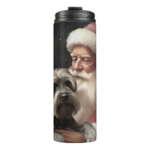 Schnauzer With Santa Claus Festive Christmas Thermal Tumbler