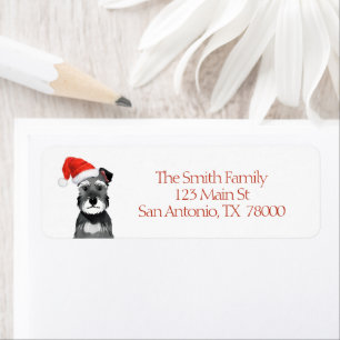 Schnauzer with Santa Hat Christmas Return Address