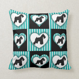 Schnauzers Hearts and Stripes Pillow