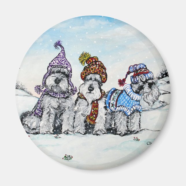 Schnauzers in Winter Magnet (Front)