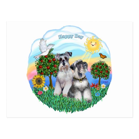 Schnauzers (Two) Postcard