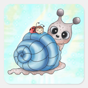 Schneckenhaus blau  aufkleber square sticker