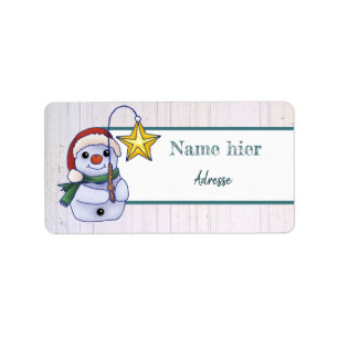 Schneemann mit Stern Label