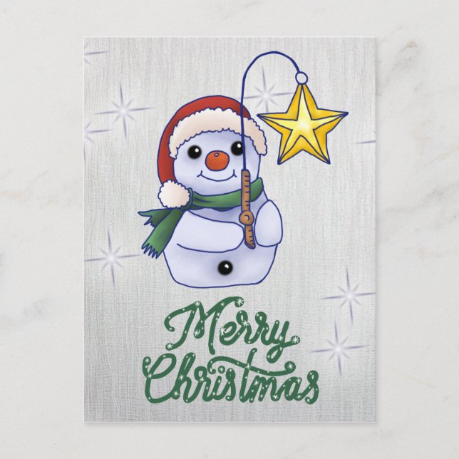 Schneemann mit Stern Postcard (Front)