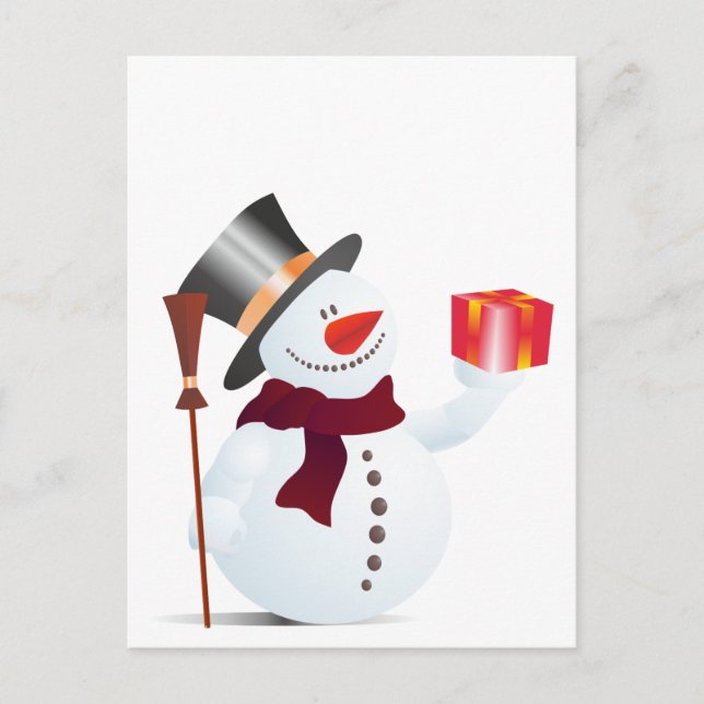 Schneemann / Snowman for Christmas / X-mas Holiday Postcard (Front)