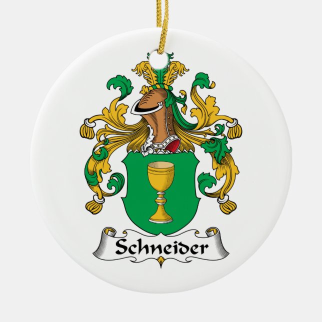 Schneider Family Crest Ceramic Tree Decoration (Front)