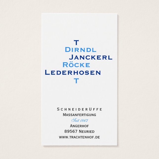 Schneider Visitenkarten (Back)