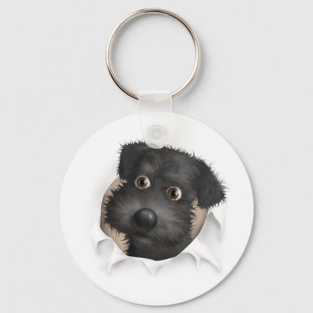 Schnoodle (Black) Busting Out Key Ring (Front)