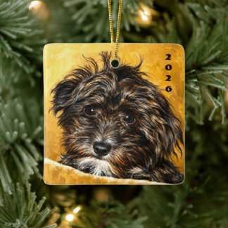 Schnoodle Ceramic Square Ornament