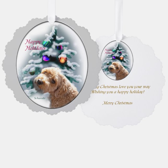 Schnoodle Christmas Gifts Tree Decoration Card (Front/Back)