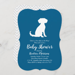 Schnoodle Dog Baby Shower Boy Blue Invitation