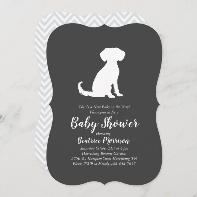 Schnoodle Dog Baby Shower Neutral Invitation (Front/Back)