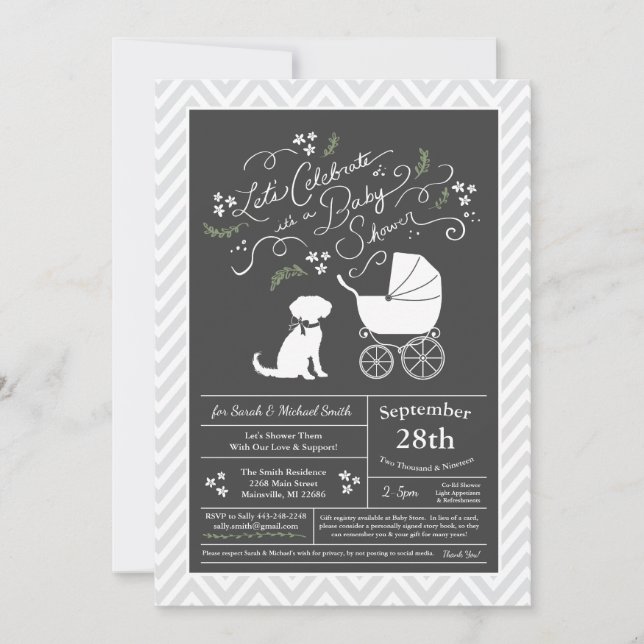 Schnoodle Dog Baby Shower Neutral Invitation (Front)