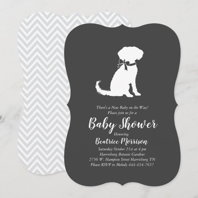 Schnoodle Dog Baby Shower Neutral Invitation (Front/Back)