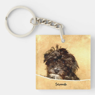 Schnoodle Dog Key Ring