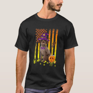 Schnoodle Dog Pumpkin American Flag Halloween Dog T-Shirt
