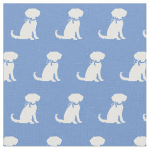 Schnoodle Dog Silhouette Pet Light Blue Fabric