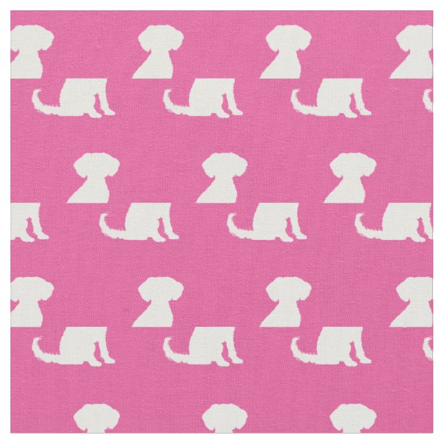 Schnoodle Dog Silhouette Pet Pink Fabric (Close Up)