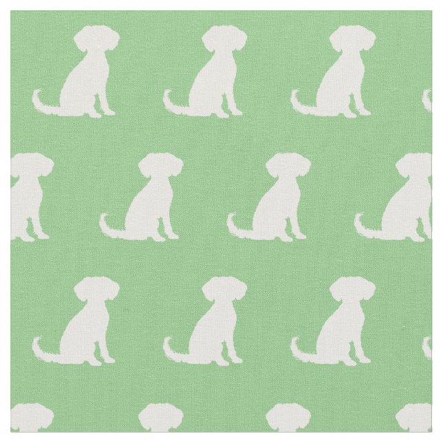Schnoodle Dog Silhouette Pet Sage Green Fabric (Close Up)