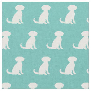 Schnoodle Dog Silhouette Pet Teal Fabric