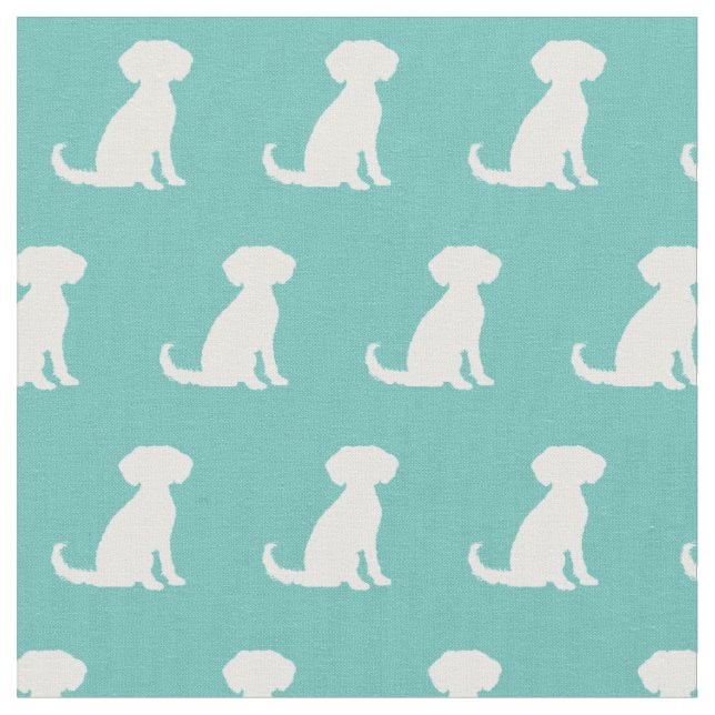 Schnoodle Dog Silhouette Pet Teal Fabric (Close Up)