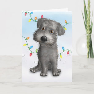 Schnoodle (Grey) Christmas Holiday Card