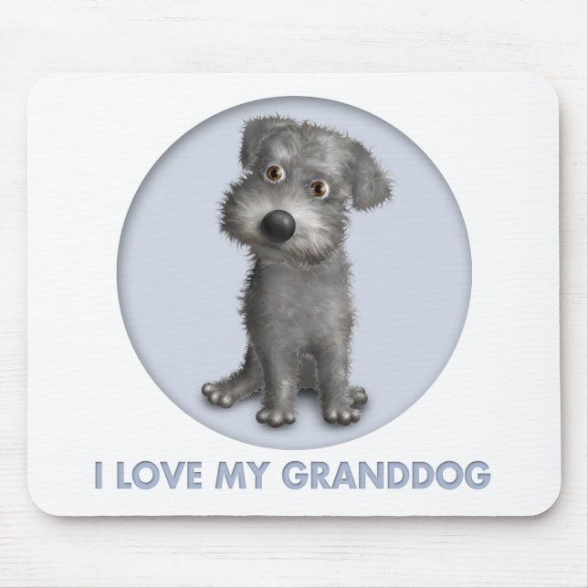 Schnoodle (Grey) Granddog Mouse Mat (Front)
