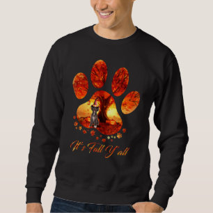 Schnoodle Its Fall Yall Dog Paw Halloween Sweatshirt