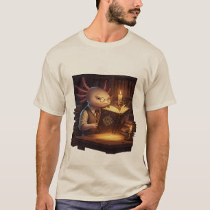 Scholar Axolotl T-Shirt   Magical Library Reader  