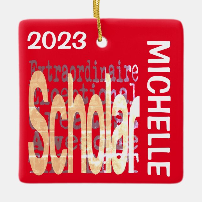 Scholar Extraordinaire CUSTOM Ceramic Ornament (Front)