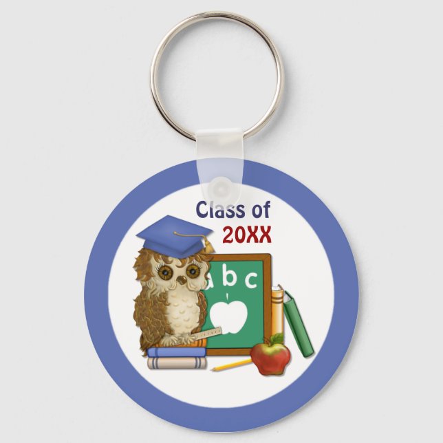 Scholar Owl Graduation 2018 Key Ring (Front)