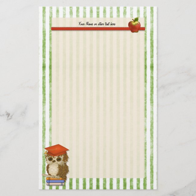Scholar Owl Teacher -  Customise Stationery (Front)